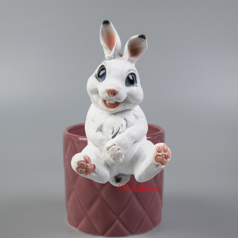 Заяц белый (подвеска на кашпо) арт.516
