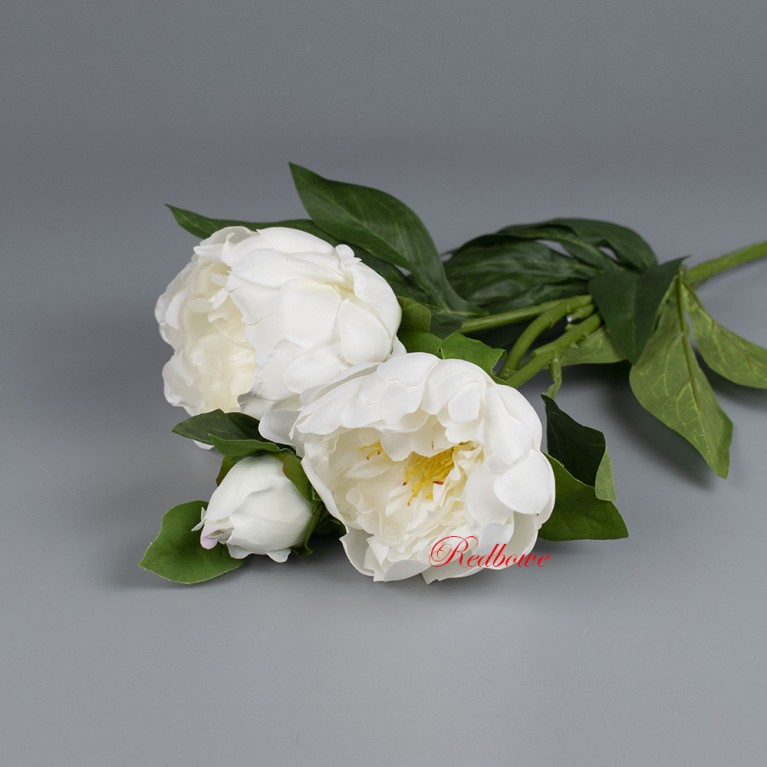 Ветка пиона с 2 цветками (с силиконовым покрытием) Б596