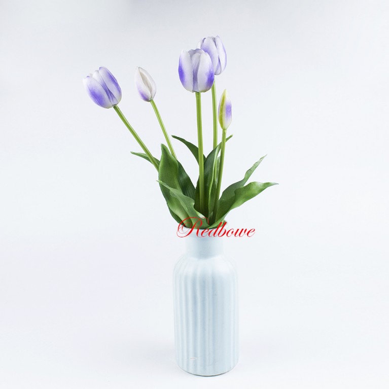 Тюльпаны бело-сиреневые (латекс) 5шт П618