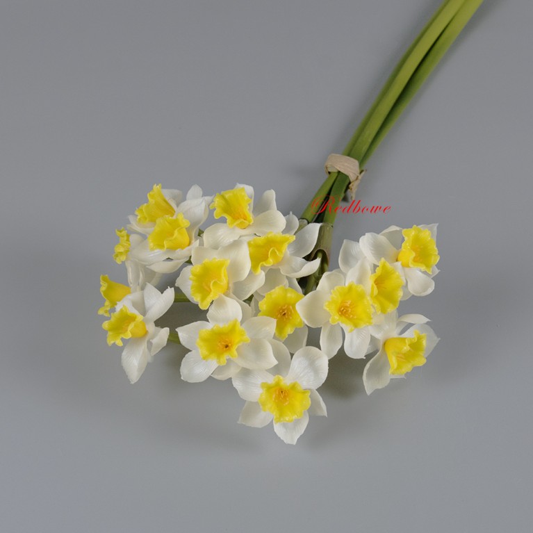 Нарциссы белые букет (силикон) П743