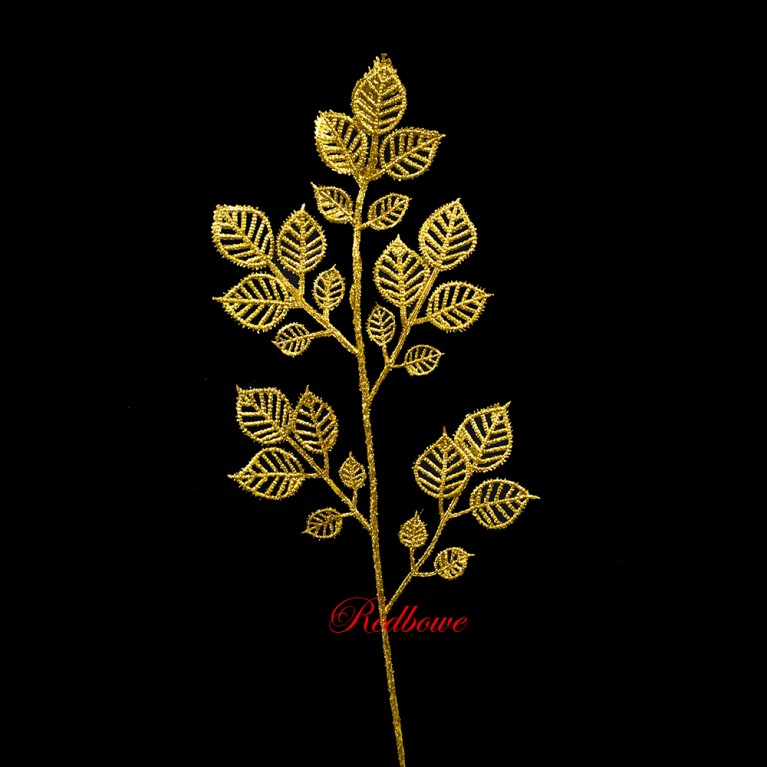 Ветка с ажурными листьями золотая П536
