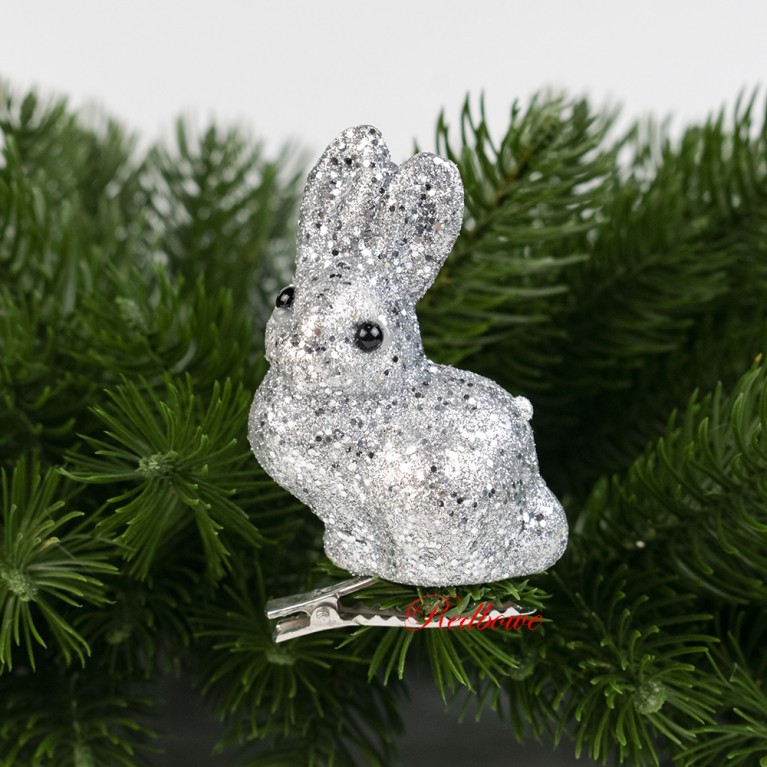 Заяц серебряный на прищепке арт.593