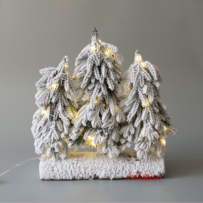 Елка заснеженные тройные с подсветкой 38см арт.652 Елка заснеженные тройные с подсветкой 38см арт.652