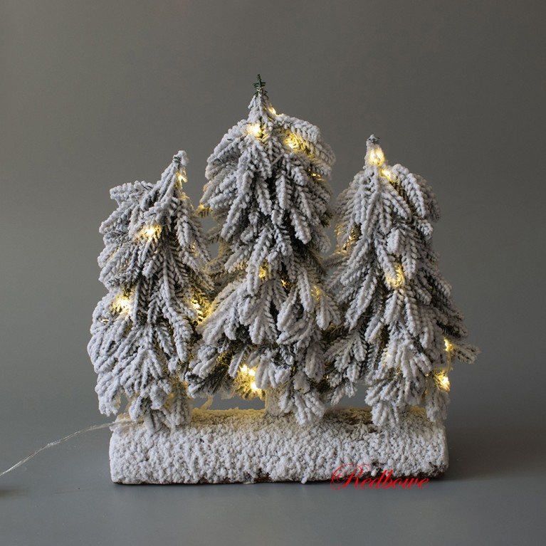 Елка заснеженные тройные с подсветкой 38см арт.652